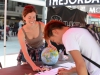 Laura Wildschut, the President of International Student Club, explains to Kenshiro Kojima the benefits of joining the International Student Club in front of the Student Union at Palomar College on Aug 18, 2015. Emi Iguchi / The Telescope