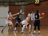 Palomar forward Mikaela Shannon (34) and guard Cheyenne Ertz  defend against College of the Canyons' Marina Rojas (4) and Monica Friedl in the first quarter of the 2nd round CCCAA SoCal Region game on Feb. 26 at The Dome. Stephen Davis/The Telescope