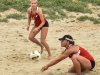 Palomar's women volleyball player Britney Mitchell #5 returns serve as her and Haley Farnum #1 won in team doubles against Pierce/Rio Hondo 21-19,15-10 first set and 21-15, 21-15 second set March 11, 2016. Johnny Jones /The Telescope.