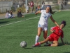 Palomar’s Lydia Ayala (3) makes a great slide tackle against MiraCosta midfielder Kelsey Newman during the first half on Nov. 13 at Minkoff Field. Palomar defeated MiraCosta 1-0 in their final game of the season and improved their record to (9-10-2, 2-5-1 PCAC). Philip Farry / The Telescope