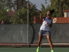 Palomar's Christina Nguyen returns the ball during her Singles match against San Diego Mesa College at the Palomar Tennis Courts on Feb 26. Nguyen won both her Singles and her Doubles matches. Dirk Callum/The Telescope