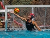 Palomar’s Morgan Brown leaps out of the water to make a save against Miramar College. The Comets defeated the Jets 17-2 Sept. 2 at the Wallace Memorial Pool. Philip Farry / The Telescope