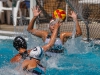 Palomar’s Kendyl Mundt (3) scores during the third period and increased the Comets lead 12-1 over visiting Miramar College. Mundt finished the game with six goals as the Comets defeated the Jets 17-2 Sept 01 at the Wallace Memorial Pool. Philip Farry / The Telescope