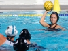 Palomar's Carly Woods (4) throws a pass at the 2015 Women's Water Polo Pacific Coast Athletic Conference on Nov. 7 at the Ned Baumer pool. Karynne Ryan (9) and Dallas Fatseas (7) look on. The Pacific Coast Athletic Conference (PCAC) is an intercollegiate athletic conference governed by the California Community College Athletic Association (CCCAA). Palomar defeated Miramar 14 - 6. The Comets took third place overall. Coleen Burnham/The Telescope