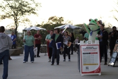 Members of the  Council of Classified and the Palomar Faculty Federation are protesting outside of the library at Palomar college.