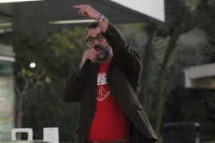 Jeff Freitas, the president of the California Federation of Teachers, speaks at the CEE and PFF solidarity rally.