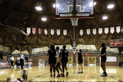 Palomar College guard Kylee Trujilo (#14) lies on the ground after driving to the basket against Irvine Valley College on Nov. 1 2025 at The Dome. 