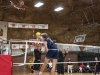 Freshman Setter Parker Howitt (lower left) blocks a spike from Ty Hutchins, a sophomore outside-hitter, from the Orange Coast College Pirates, Wednesday, April 2, 2014 in the Dome. Lucas Spenser/Telescope.