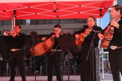 From left to right: Brian Espinoza, Sammi Bautista playing, Pat Fernandez, and Ricardo Dollero. Photo credit: Griselda Garcia