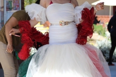 Lady Blanca is preparing for her final dance performance, wearing a dress inspired by the Mexican Flag. Photo credit: Griselda Garcia
