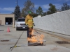October 4, 2014, Rancho Santa Fe Calif. Palomar College Fire Club member Joshua Cole lites the demonstration container for extinguisher training. Photo by Paul Nelson|The Telescope