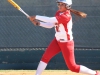 Palomar outfielder Leilani 'KK' Fronda watches her bloop single fall in the outfield in the 5th inning to put Palomar up 9-3 against Southwestern College on April 16 at Palomarâs softball field. Fronda went 4-4 with 2 homeruns, a double, and 5 RBIâs in the Cometâs 11-3 win over the Jaguars. The win improved Palomarâs conference record to a perfect 16-0 record with one conference game left. Scott Colson/The Telescope