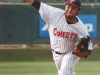 Starting pitcher Emilio Esquibel (#9) throws a pitch to his opponent from College of the Desert on Feb. 20 at Myers Field. Esquibel earned his first win of the season, throwing 6 1/3rd shutout innings while striking out 4 and walking none in the Cometsâ 5-0 win over the Road Runners. Scott Colson/The Telescope