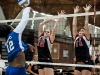 September 4, 2013/ Palomar College women volleyball team plays against San Bernardino Valley College Wolverines, (left to right) #12 Nechel Payne (Wolverines) and #12 Maci Lerno #11 Kristi Mankhey(Comets), Comets defend Palomar College team and score a point for the Comets in the 3rd period. score Comets 22-14 Wolverines. • Xenia Spatacean/Telescope