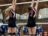 September 4, 2013 | Palomar College women volleyball team plays against San Bernardino Valley College, (left to right) #19 Hannah Seits #17 Meghan Middleton, defend Palomar College team in the 2nd period. • Xenia Spatacean/Telescope