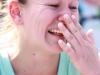 January 19, 2014 Carlsbad, CA l Susan Whaley, sports editor for The Telescope, reacts after reaching the finish line after running 26.2 miles in the Tri City Medical Center Carlsbad Marathon. Susan, along with about 8,000 other people participated in the marathon and half-marathon event. PHOTO CREDIT: Scott Colson/Copyright 2014 The Telescope