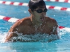 Max Becerra, of Palomar College's men's swim team, swims during the Men's 200 Yard Breast event against Grossmont College March 14, 2014. Lucas Spenser/Telescope 2014.