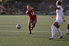 Taylor Devaney (#16) passes the ball to nearby teammates try to make a goal. Devaney has played in three games and started in two of them. Photo credit: Griselda Garcia