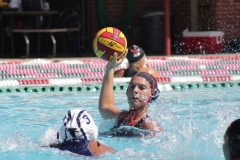 Renne Provencal (#8) passes the ball to a nearby teammate during the match against Cerritos at the Women's Water Polo Mini Tournament on Sept.5, 2025, at Palomar College. 