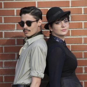 Fashion students Brian Legg and Hannah Ramirez at Palomar College demonstrate their chic and unique styles. (Yolanda Granados/The Telescope)