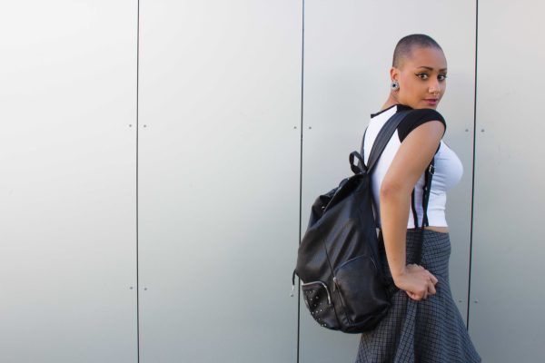 Alexis Dawn a Fashion Student at Palomar College, may look appear like a tough girl on campus on Feb 24, 2014, but describes herself as be.e may appear. (Yolanda Granados/The Telescope)