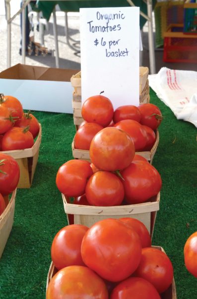 Organic tomatoes being sold at the Vista Farmer's Market Feb. 15, 2014. (Lucy Wheeler/The Telescope)