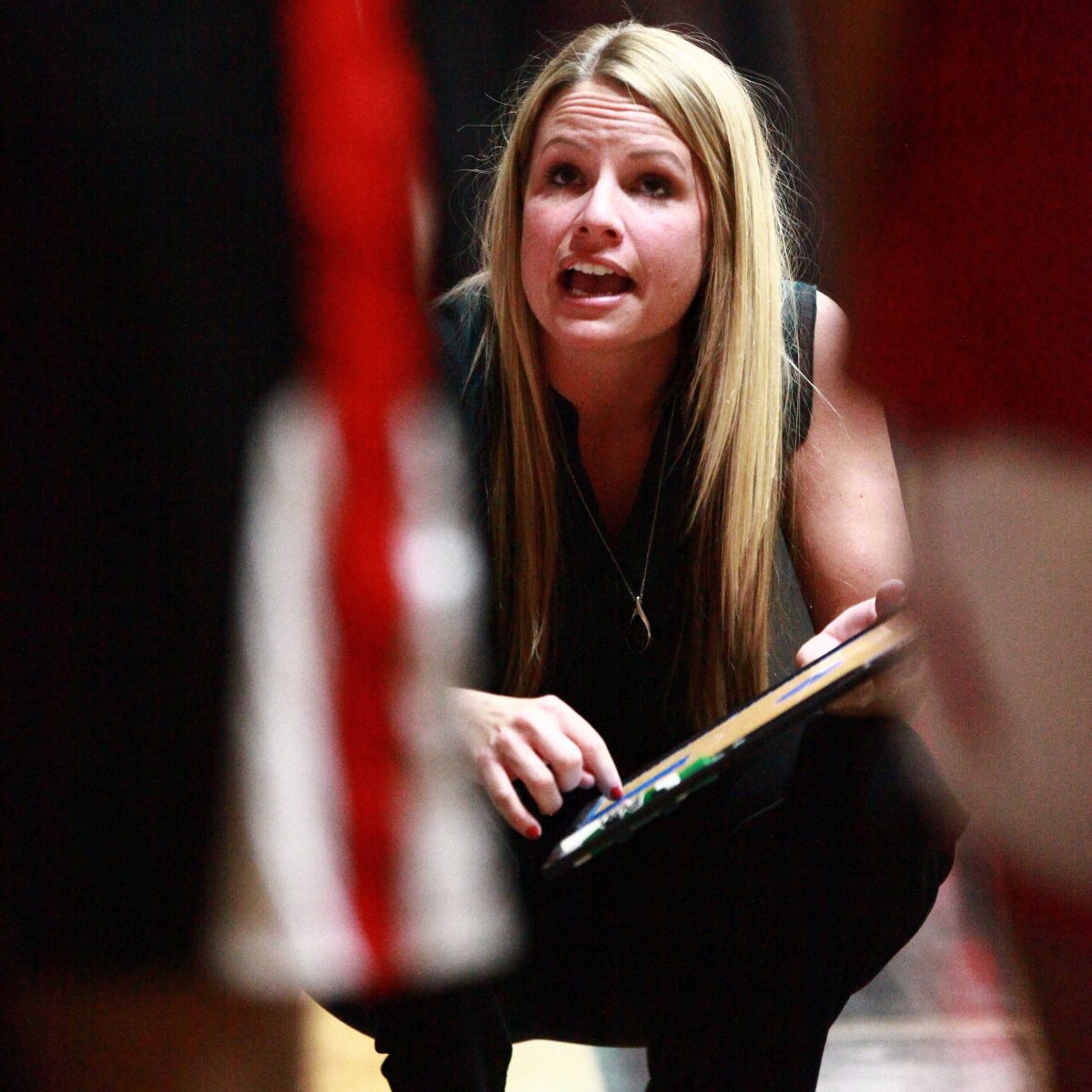 Head Coach Leigh Marshall works up a play at the start of overtime against Santa Ana College. (Stephen Davis/The Telescope)