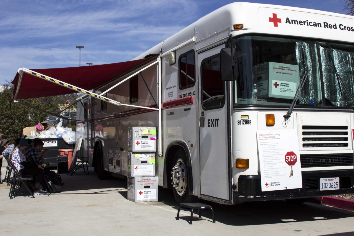 Palomar students line up to give blood at the Red Cross Blood Drive on Feb 11, 2014. The event, hosted by the Fire Club, collected 193 units of blood during the three-day event. (Josh Ray/The Telescope)