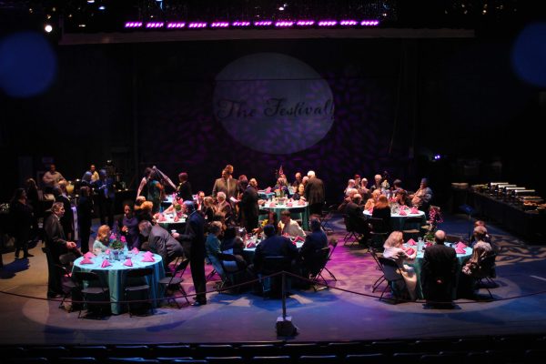 Current and former faculty, staff and interested parties attend The Festival fundraiser for the Peter Gach Steinway Grand Piano, held at the Howard Brubeck Theatre on April 12, 2014. (David Shrum/The Telescope)