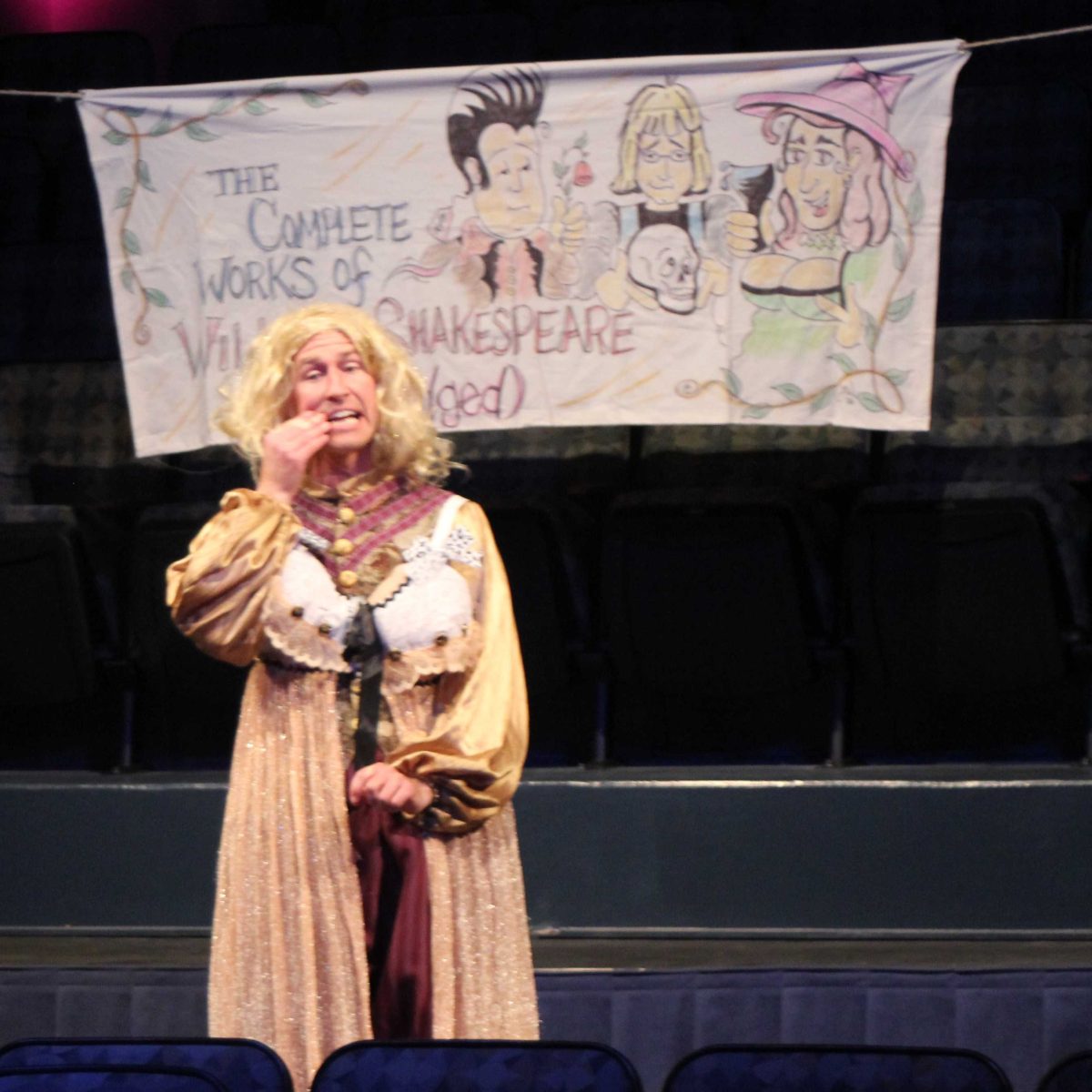 Comedian Jaysen Waller of The Boyz performs The Complete Works of Shakespeare (Abridged) in front of the audience at The Festival fundraiser for the Peter Gach Steinway Grand Piano April 12, 2014. (David Shrum/The Telescope)