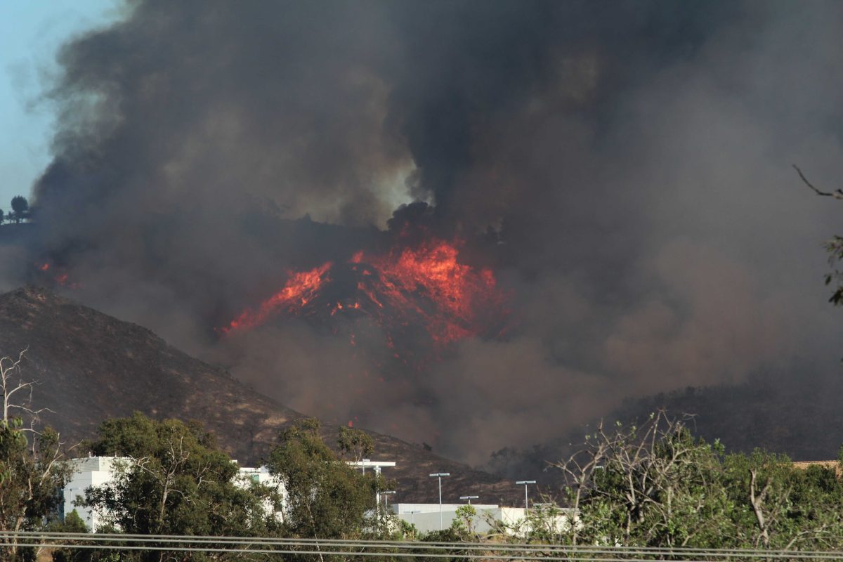 The San Marcos fire continues to burn uncontained.Fire officals have stated the coco fire is the countys No. 1 Priority. Classes at Palomar College will resume on friday. (Joe Davis/The Telescope)