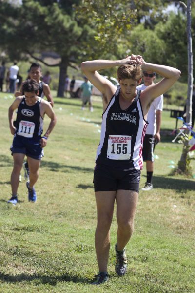 Palomar College Cross Country Invitational at Guajome Park. Freshman runner crossed the finish line placing 45 out of 62, time 25:56.