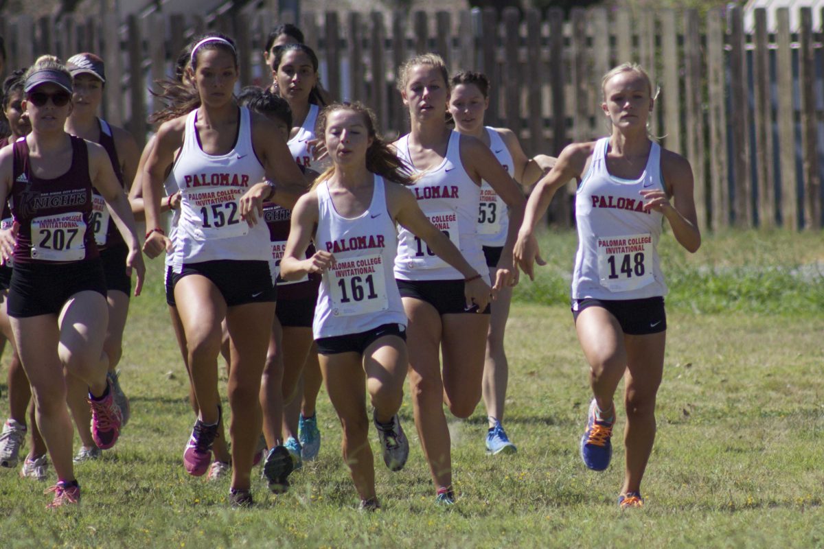 Palomar College Cross Country Invitational at Guajome Park. Palomar female cross country runners start off strong in the cross country race through Guajome Park. (Telescope Staff/The Telescope)