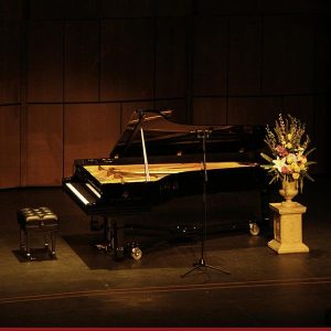 The Steinway piano on the stage at the Howard Brubeck Theatre before the first performance by Peter Gach on Sept. 14, 2014. The piano was purchased through two years of fundraising with support from the Palomar College Foundation. (Adam Haas/The Telescope)