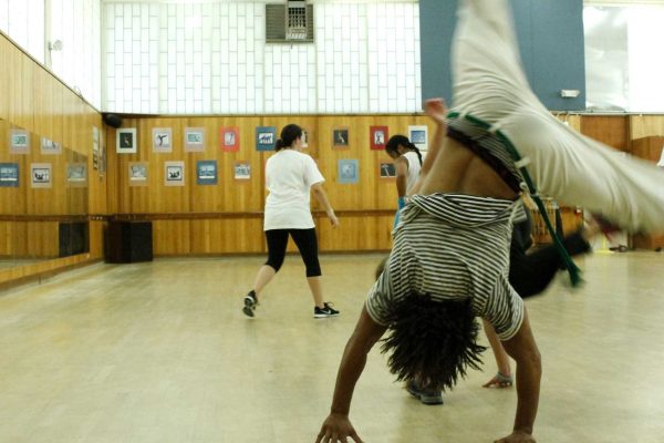 Palomar student Isaiah Crawford practices between exercises, Sept. 16, 2014. (Angela Marie Samora/The Telescope)