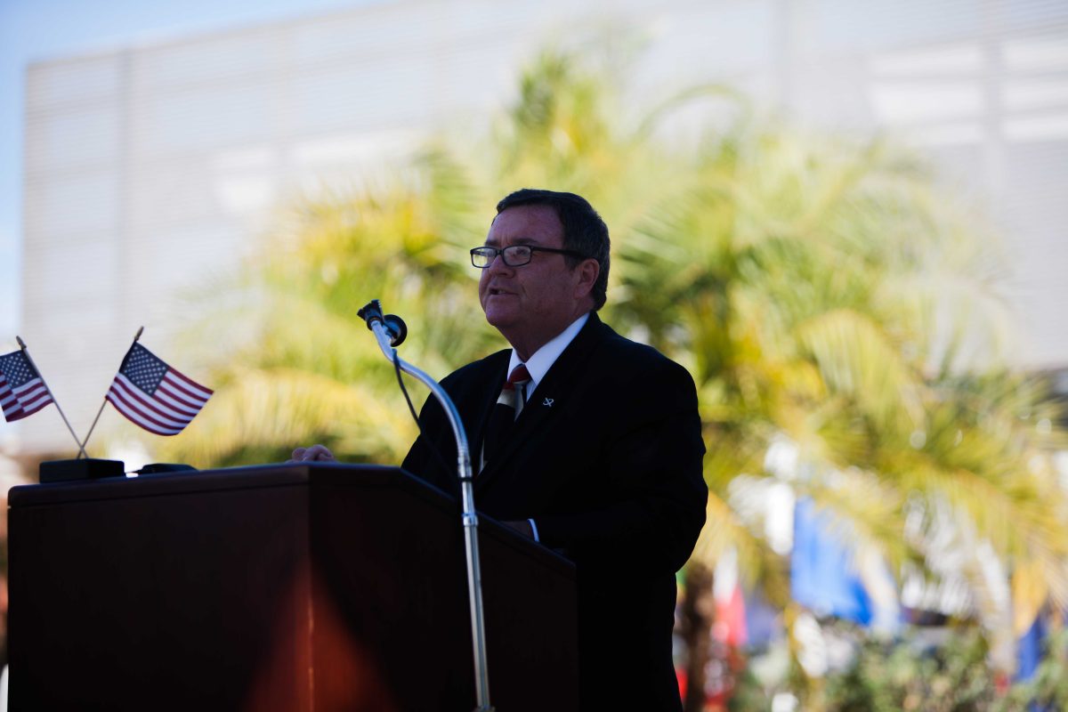 Nov. 8, 2013 | Palomar College President Robert Deegan addresses attendees of the 2013 Veterans' Day Ceremony. (Stephen Davis/(The Telescope)