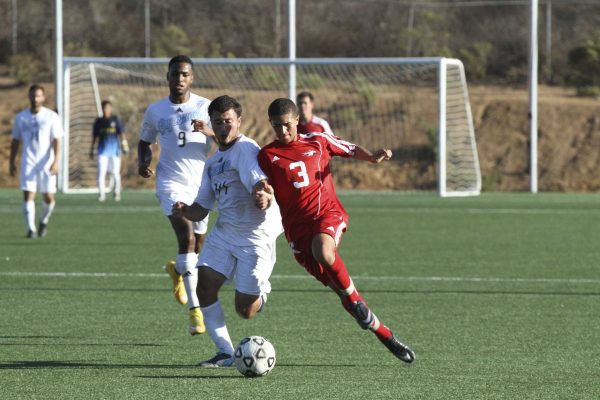 Palomar's midfielder Jamai Loupe (#3) fights for the ball during a game against Cuyamaca on October 24th at Minkoff Field San Marcos, Calif. Comets lost to Cuyamaca 2-0. (Photo courtesy of Marcela Alauie.)