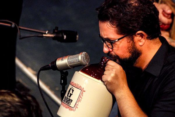 Jonathan Piper plays tuba and the jug for the G Burns Jug Band as well as backing vocals. (Angela Marie Samora/The Telescope)