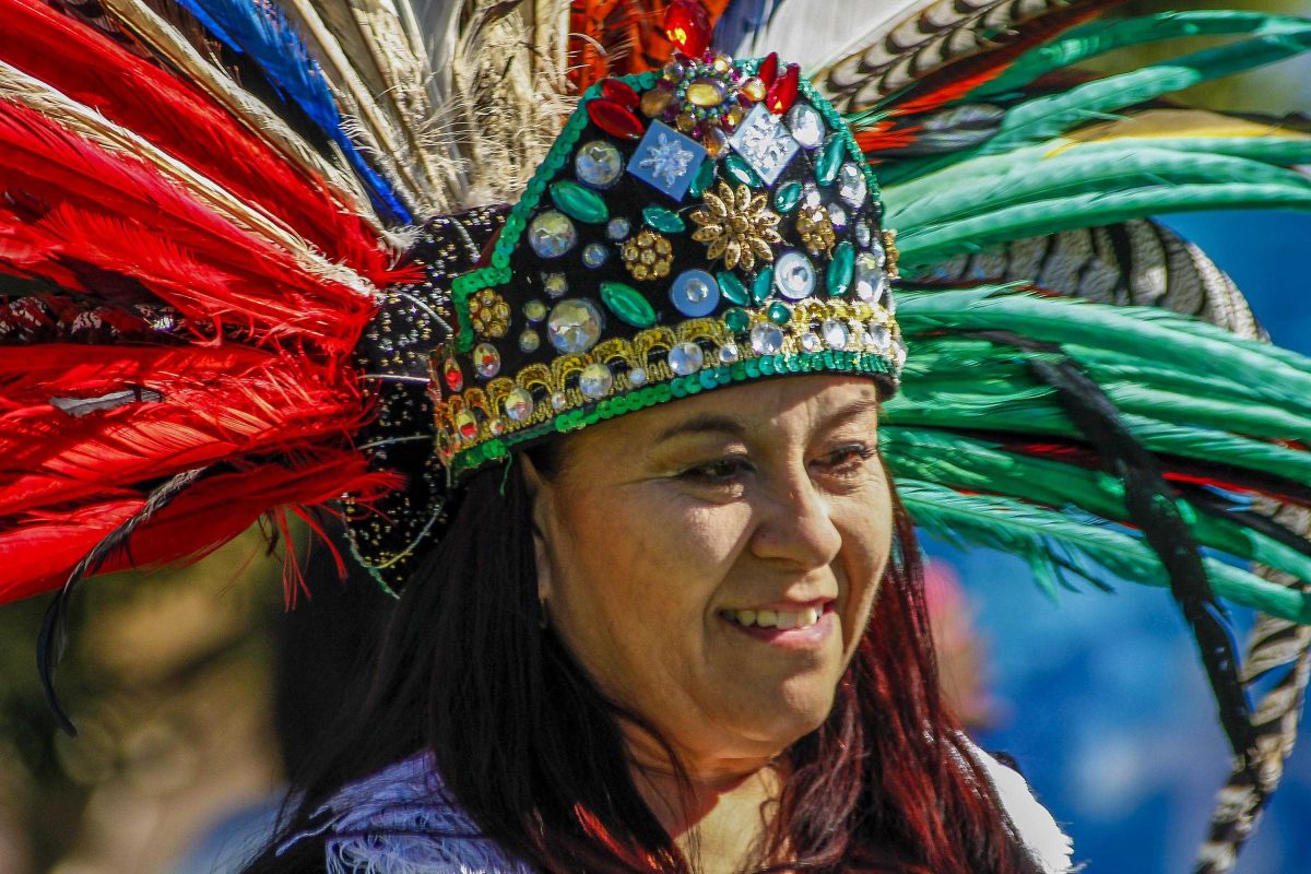 Capitana Fabiola Moreno leads Grupo Azteca Yoloti during the Palomar College Day of the Dead celebration on Nov. 5, 2014. (Angela Marie Samora/The Telescope)