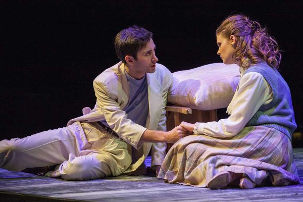 Tamaz Bolkvadze and Savanah Lyon in final rehearsal of 'Three Sisters' by Anton Chekhov Directed by John Polak before its opening day, Oct. 2, 2014. (Yoshikazu Yamashita/ The Telescope)