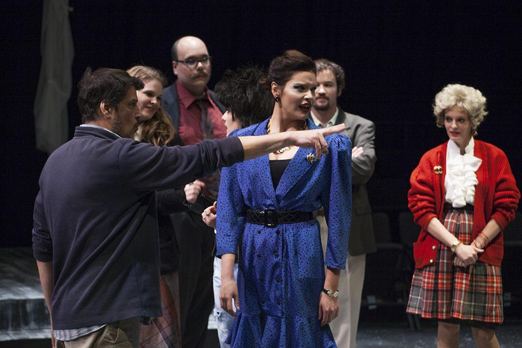 John Polak, the director of 'Three Sisters,' directing the cast on the final rehearsal day, Oct. 2, 2014. (Yoshikazu Yamashita/The Telescope)