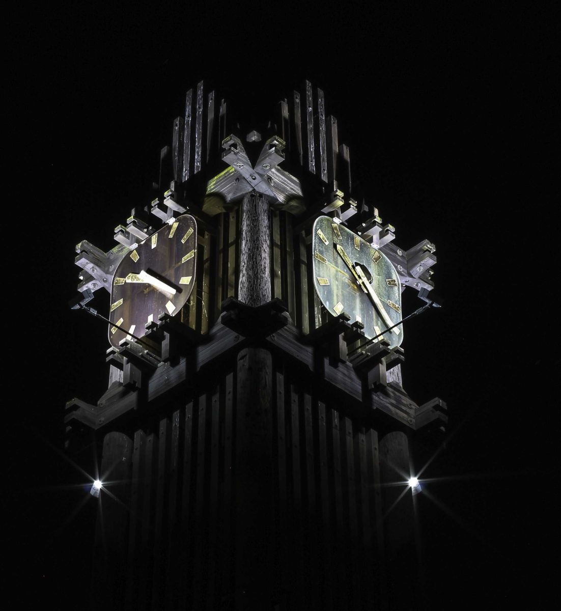 Palomar's clock tower at night. (Justin Sumstine/The Telescope)