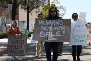 San Diego County residents protest during the march against human trafficking. (Photo courtesy of Eva Posner/San Diego Uptown News)