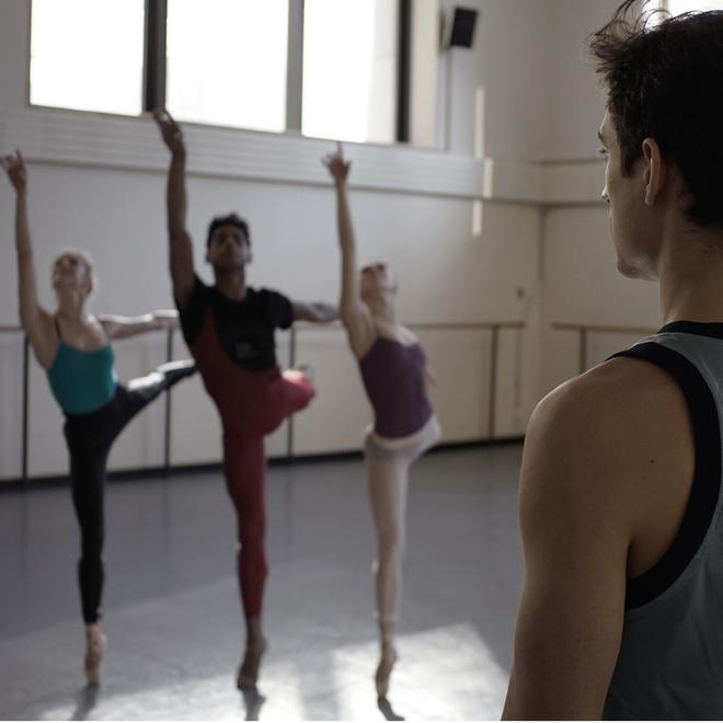 Choreographer Justin Peck in rehearsal for his work-in-progress with New York City Ballet. (Photo courtesy of Ballet 422.)