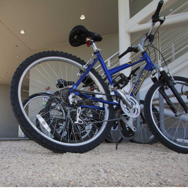 Bicycle rack used by students located in the MD building. (Belen Ladd/ The Telescope)