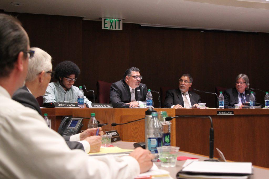 Governing Board members during a meeting at Palomar College on Sept. 9. (Lou Roubitchek/The Telescope)