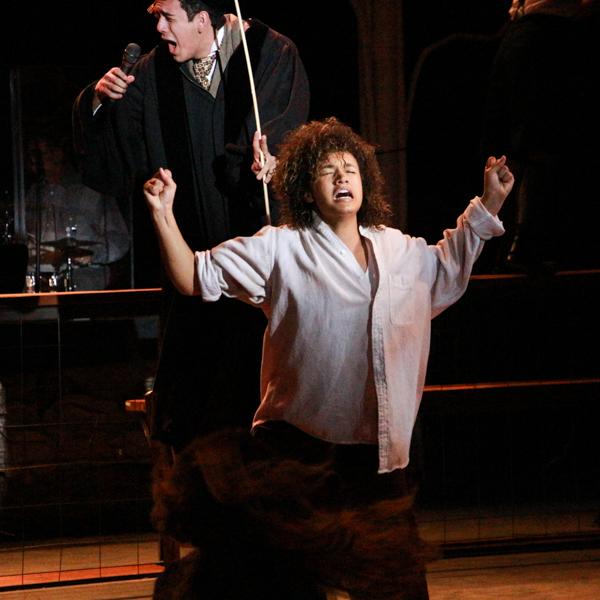 Jazmine Rogers as Ilsa sings during the song "Totally Fucked" in Spring Awakening Feb 24, 2016. (Christopher Jones/The Telescope)