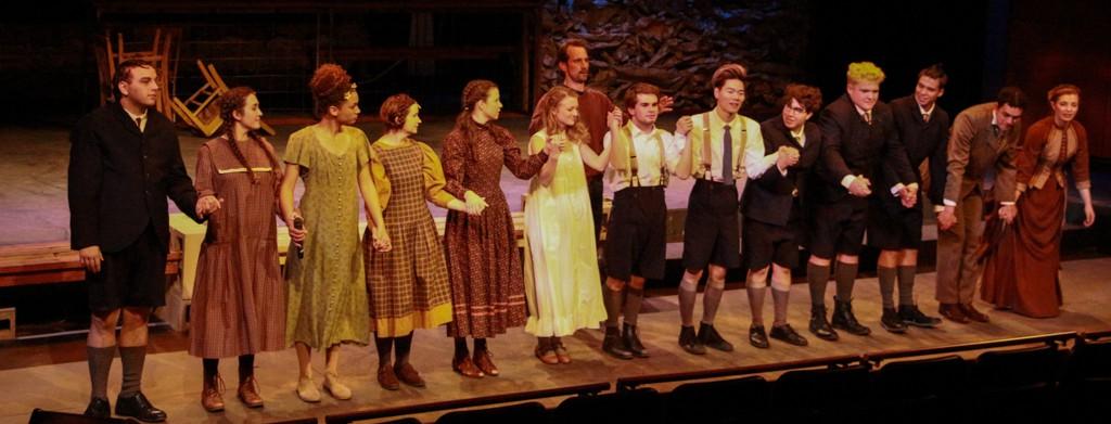 The cast of Spring Awakening, including the director Francis Gercke, take a bow at the end of the musical Feb 24, 2016. (Christopher Jones/The Telescope)