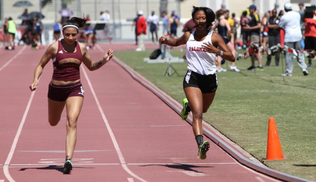 Palomar track and field team participated in the 38th Aztec Invitational Palomar's student Antoinette Ancrum Lane #1. Time was 13:57 running the 100-meters at the Aztec Track at the San Diego State University Sports Deck. March 25, 2016 (Johnny Jones/The Telescope)