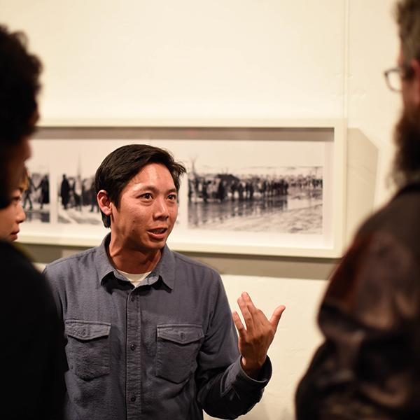 Former Palomar College student Johnny Nguyen at his exhibit: "And If I Can Show You, You Would Never Leave Her" at the Hill Street Country Club in Oceanside on Feb 4, 2017. (Christopher Jones/The Telescope)